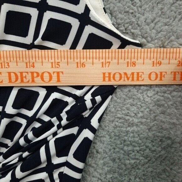 Lauren Ralph Lauren Geometric Print Knot Front Dress Size 12 Navy White - Picture 6 of 7